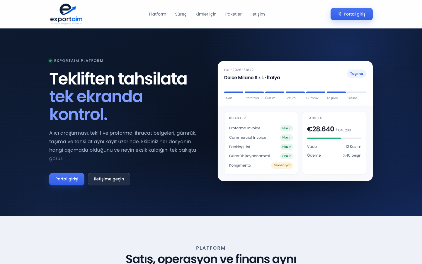 Exportaim web sitesi